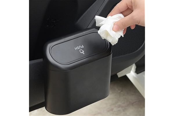 liyun Poubelle de voiture avec couvercle général, Motors Mini poubelle anti-fuite, accessoires de siège avant, bureau de voiture, chambre à coucher, maison avec couvercle