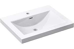doporro Lavabo Vasque Blanc 60cm à Encastrer Colossum01 Fonte Minérale Solid Surface 60x48x13cm