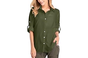 yeyity Camicia da donna con protezione UV, a maniche lunghe, ad asciugatura rapida, per escursioni, per vacanze in spiaggia, elegante