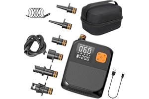 KOUAMOR 8000Mah 25PSI Electric Paddle Board Pump, 80w 120L/Min Rechargeable Sup Pump, Portable Sup Air Pump, Led Touchable Screen Dual Stage Inflation&Deflation, Suitable for Kayaks Sails Sup Electric Devices