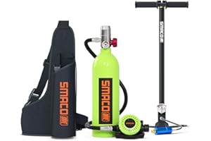 SMACO Bottiglia Subacquea 1L per Immersioni in Acque Poco Profonde, Mini Bombola Subacquea per Respirare per 15-20 Minuti per Immersioni Ricreative/Lavori Subacquei