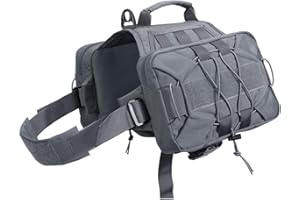 EXCELLENT ELITE SPANKER Mochila para Perro Hound Dog Saddle Bag para Viajes Camping Senderismo Perro Mediano y Grande con 2 Bolsillos Laterales de Gran Capacidad(GRY-L)