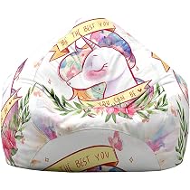 Pouf Licorne Sans Garnissage Highdi - 90x110cm - Rangement Jouets Et Siège Enfant - Décoration Rose