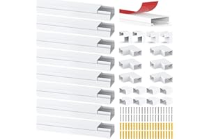 CHESBUNG Kabelkanal Selbstklebend Weiss, 8er Pack Kabelkanal, Mini Kabel Verstecken, Kabelschacht zum Verstecken von Kabel, Kabelkanal Selbstklebend Weiss für alle Netzkabel in Haushalt/Büro