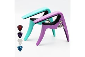 JUNLEGO Ukulele Capo, 2 Pack Capos for Ukulele Soprano, Concert, Tenor, Baritone Ukulele (Green + Purple)