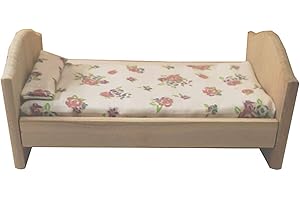 CUSROS Simulation Lit Moule DIY Mini en Bois 1:12 Maison De Poupée Mini Maison De Poupée Lit Bois bohu