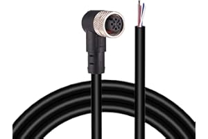 LONLONTY M12 Connector Aviation Sensor Cable - M12 cable Female 4 Pin Right Angle 6.5Ft/2M Aviation Socket Waterproof Electrical Cable for Industrial Automation Control,Fieldbus Module,Device Network…