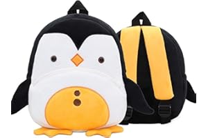 BAIGIO Zainetto per Bambini con Motivo Animaletto in Peluche, Animale Scuola Borsa,Zaino per Bambini e Bambine, età 2-4 anni (Pinguino)