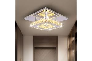 diisunbihuo Kleine geführte Kronleuchter Semi Flush Mount Kristallbeleuchtung Moderne Deckenkristalllampe für Schlafzimmer Esszimmer Flur (Warmes Licht)