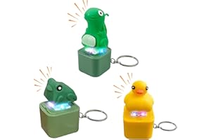 Fidget Spielzeug Ente Schlüsselanhänger, Leuchtend Anti-Stress Eidechse Clicker Spielzeug mit Sound, Frosch Fidget Toys Für Erwachsene, USB, Lustige Gadgets Stressabbau Tiere Antistress Spiel (A+B+C)