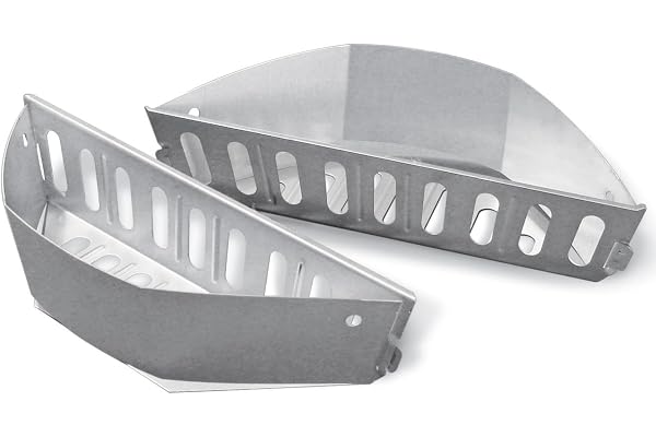 Weber kolkorgar (set om 2), tillverkade av robust, galvaniserat stål, idealiska för direkt och indirekt grillning med kol/briketter, passar alla 47 cm kolgrillar - silver (7403)