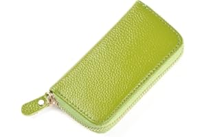 BRILLIANCE CO Portachiavi Auto Borsellino da Donna Uomo in Pelle, Raccoglitore Chiavi (Verde)