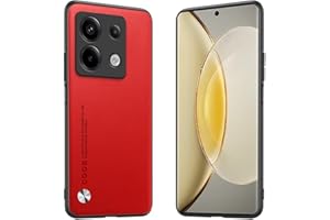 Longstong Funda para el Redmi Note 13 5G (6.67") Carcasa de Cuero Metálico de la Serie Code - Rojo