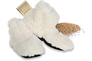 ‎HABIBI Habibi Plush Classic – 1654 Booties creme, Gr. M (37-40) Hausschuhe/Wärmepantoffeln/Wärmeschuhe/Wärmestiefel zum Erwärmen in der Mikrowelle/Backofen