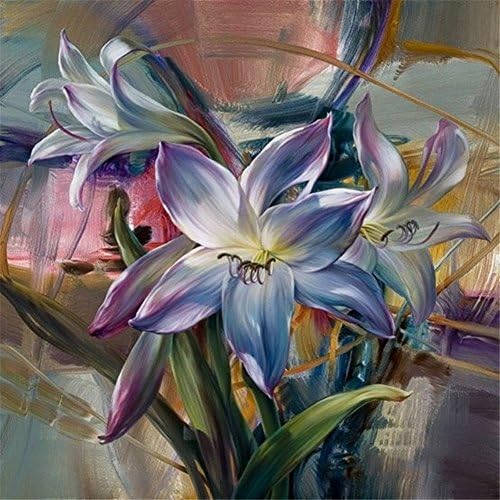 Painting By Numbers, VMAE Diy Oil Painting Paint By Number Kits, Drawing On Canvas By Hand Coloring Arts Crafts For Home Living Room Office Christmas Decoration Gifts Without Frame - Lily Bulbs