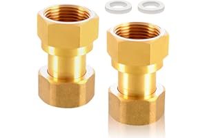 TOOLKNIGHT 2 Stück Messing Verschraubung Durchgang, 1 Zoll IG Messing Beweglich Verschraubung,1" IG x IG Doppelverschraubung Zapfhahnverschraubung mit Dichtung, DN25, für Wasser, Zentralheizungssysteme