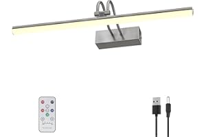 RAIFOOLLY Picture Light, Wireless Battery Picture Lights for Paintings,Full Metal Display Art Light with Timer and Dimmable for Wall,Frame, Portrait, Dartboard(Black Steel)