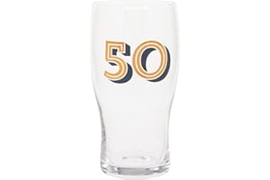 MATURI Verre à pinte de bière 50e anniversaire – Or et bleu, 570 ml / 1 pinte