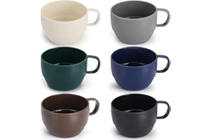 ReaNea Juego de 6 tazas de café de 12 onzas, tazas de plástico ligeras y duraderas para el hogar, al aire libre, picnic, camping, idea de regalo de cumpleaños
