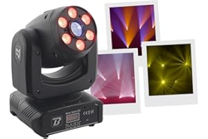 BoomToneDJ Maxi Spot 90 Tête mobile LED RGB 90W Effet Wash Lyre spot pour soirée Disco DJ Eclairage de scène Spot DMX Automatique Détection musicale. Lumière 7 gobos Shake Stroboscope pour bar, Club.