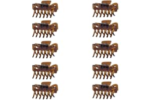 Righe e Pois - fermacapelli, 10 pinze per capelli da 4 cm - accessori capelli - mollettine per capelli donna leggere - confezione da 10, nuove manca un dente (Marrone - senza un dente)