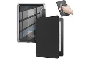 Custodia ERUNTO per Kindle Paperwhite 7" (2024), Signature e Colorsoft – Retro acrilico, chiusura magnetica con laccetto, accensione/spegnimento(svart)