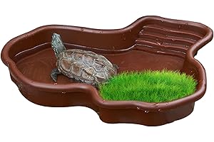 Quzente Große Reptilien-Wasserschale,Großes Schildkröten-Badebecken | Schildkröten-Badeschale für Nahrung und Wasser, Reptilien-Badebecken für Schlange, Bartagamen, Schildkröte, Gecko