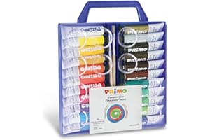 PRIMO - Valise de Peinture pour enfants +3 Ans avec Températures, 22 Tubes de 12ml + 2 Pinceaux, Palette de Couleurs Acryliques pour Tissus, Papier, Verre, Idéale pour les Loisirs Créatifs des enfants