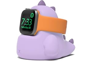 ELETIUO Charging Stand Compatible with Apple Watch Series Ultra/8/SE2/7/6/SE/5/4/3/2/1 (49/45/44/42/41/40/38mm), Dinosaur iWatch Charging Station with Night Mode, Purple