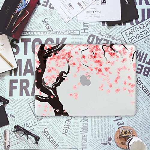 TwoL Kirschbl  ten Plastik Hartschale H  lle f  r MacBook Air 13 Zoll Case Cover  Transparent
