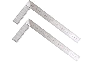 FEMONGY Regla de metal, 2pcs 300mm Escuadra para carpintero Utilizado en diseño arquitectónico Medir Dibujo, fabricada en aleación de aluminio