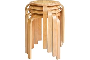 ‎IBUYKE IBUYKE Oberfläche des Rattanstuhls 4er Set Esszimmerhocker, Holzstapelstuhl mit Rutschfester Matte, Stapelhocker für Klassenzimmer, Ihrer Küche, Ihrem Speise- oder Home-Pub-Bereich Natur RF-753-4
