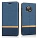 Produktbild Moto X4 Hülle, Riffue Dünnes Retro Denim Muster PU Leder Schutz Folio Schützende Abdeckung für Motorola Moto X4 2017 5.2" - Blau