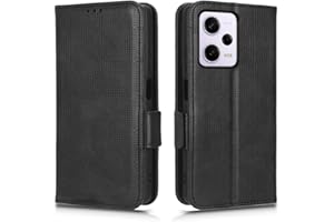 HAOYE Leather Folio Funda para Xiaomi Redmi Note 12 Pro 5G, PU + TPU Flip Carcasa de Cuero Libro Protector con [Magnético] [Soporte Móvil] [Ranuras para Tarjetas], Negro
