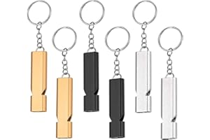 SHULLIN 6 Pcs Outdoor Emergency Survival Whistle Double Tube Survival Whistle High Decibel Outdoor Whistle Emergency Distress Whistle for Outdoor Boating Camping Hunting Sports(black,gold,silver)