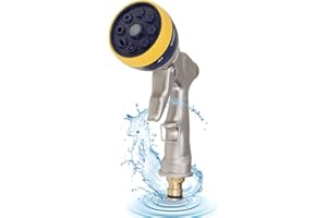 VUSDDY Pistolet d'arrosage, Pistolet à Eau de Jardin avec Commande au Pouce, Buse de Tuyau Haute Pression avec 8 Modes de Pulvérisation Réglables pour Arroser Plantes, Laver Voitures, Doucher Animaux