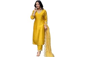 Yashika Kurta-Hose für Damen, Seidenmischgewebe, Tischdruck, mit Mal-Baumwoll-Digitaldruck, Dupatta- und Stickerei, geeignet für jeden indischen Anlass
