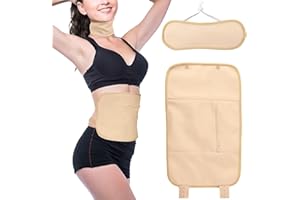 SHCHME 2 PCS Castor Oil Pack, Reusable Castor Oil Pack Wrap Kit, Organic Castor Oil Pack for Liver Detox with Storage Bag for Aid Sleep Digestive Constipation (Oil Not Included)(Khaki)