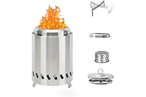 HPGJLEE Tabletop Fire Pit with Stand, 304 Stainless Steel Mini Fire Stove, Smokeless Camping Outdoor Table Top Stove for Urban Suburbs, Comes with portable travel bag and separate stand