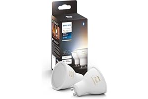 Philips Hue - Bombilla LED Inteligente, GU10, Luz Blanca de Cálida a Fría, 4.3W 350 lúmens, Compatible con Alexa y Google Home - Pack de 2 Bombillas LED inteligentes