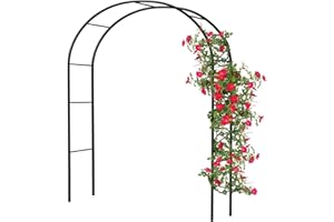 GLIKUR Rosenbogen Gartenbogen, Schwer Rosenbogen Verzinkt Gartenbogen, Aus Metall Stabil Rosenbögen,Rosenbogen Torbogen, Stabil Metall Torbogen für Verschiedene Kletterpflanzen (Black, W 2.4 x H 2.4m)