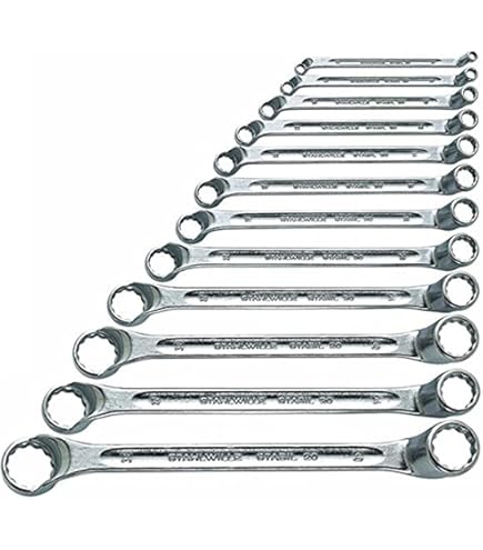 STAHLWILLE CORONA Nr. 23/8 l dubbele ringsleutel set 8-delig (6-22 mm) l platte gebogen l extreem belastbaar l schroefvriendelijk l Made in Germany