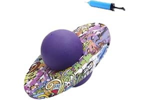 ITODA Thicken Balance Jump Board Ball Hopper Fitness Ball Pogo Jumping Exercise Bouncing Balls Hopping Explosion-proof Jumping Platform Fitness Balls for age 14+ and Adults (Purple(colorful plate))