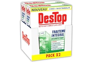 Destop Nettoyant Lave Linge Désinfectant Anti Odeur, Anti Calcaire et Anti Moisissures - x4 doses