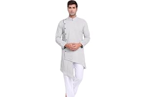 SKAVIJ Herren-Tunika Baumwolle Angrakha Kurta-Pyjama- Partykleid Set