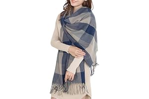 Miss Lulu Sciarpa Donna Inverno Grande Avvolgente, Morbida e Calda Sciarpa Tartan con Frange, Scialle Oversize Poncho per Autunno Inverno