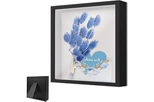 VIQIHEOE Cornice Portafoto 3D, Cornice Quadrata da Esposizione 30 x 30 cm, con Lastra Acrilica Trasparente, Frames per Ricordi in Legno Profonda di 3 cm, per Desktop, Regalo di Nozze, Nero