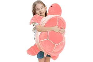 Dalmao 70 cm Turtle Cuddly Toy, Large, Soft Cuddly Cushion with Jumbo Turtle, Cartoon Soft Toy, Plush Toy, Pink Sea Turtle, Gift for Children's Birthday