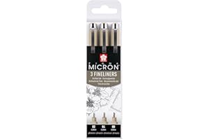 SAKURA Pigma Micron Fineliner Set - Inchiostro nero - 3 penne 0,3 mm 0,4 mm 0,5 mm - Impermeabile permanente resistente allo sbiadimento pH neutro - Ideale per disegni tecnici e artistici