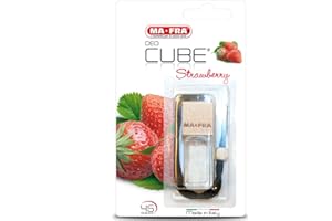 MAFRA Ma-Fra Deo Cube Strawberry, Diffuseur de Parfum à la Fraise, Rafraîchit l'habitacle de la Voiture et Les Petits Environnements, Design élégant en Forme de Cube et Capuchon en Bois, Longue Durée, 5ml